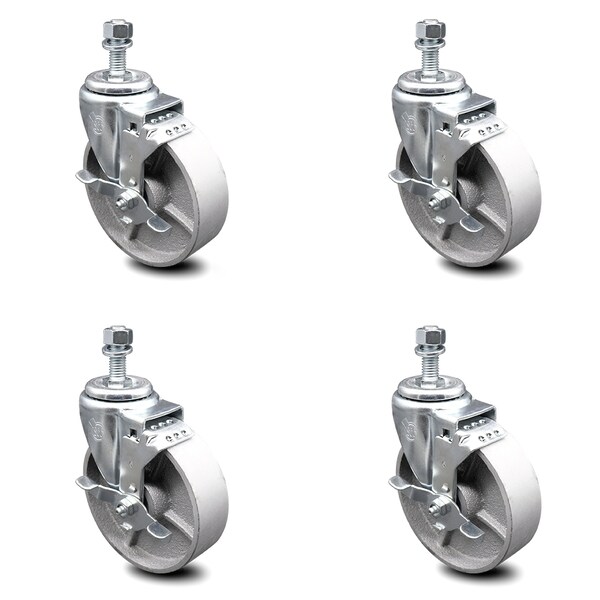 Semi Steel Swvl TS Caster w/RB w/5" Wheel&3/8" Stem-4 Swvl w/Top Lck BRK